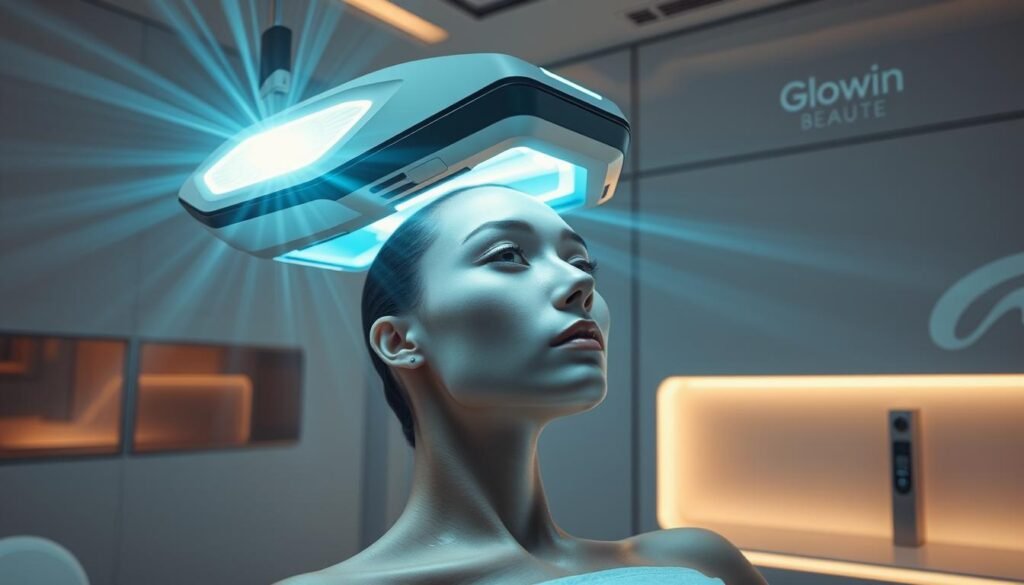 Oligio X 原美電波效果: a futuristic, high-tech medical device glowing with an ethereal, bioluminescent light. Sleek, angular form with metallic accents, hovering above a gleaming, reflective surface. Radiant beams of energy emanating from the device, bathing the subject in a warm, rejuvenating glow. Crisp, high-contrast lighting accentuates the device's intricate details and the subject's revitalized, youthful complexion. Backdrop of a minimalist, ultra-modern medical suite, with Glowin Beaute branding subtly integrated. Conveys a sense of advanced, cutting-edge technology with immediate and long-lasting skin transformation. Oligio X 原美電波效果: a futuristic, high-tech medical device glowing with an ethereal, bioluminescent light. Sleek, angular form with metallic accents, hovering above a gleaming, reflective surface. Radiant beams of energy emanating from the device, bathing the subject in a warm, rejuvenating glow. Crisp, high-contrast lighting accentuates the device's intricate details and the subject's revitalized, youthful complexion. Backdrop of a minimalist, ultra-modern medical suite, with Glowin Beaute branding subtly integrated. Conveys a sense of advanced, cutting-edge technology with immediate and long-lasting skin transformation.