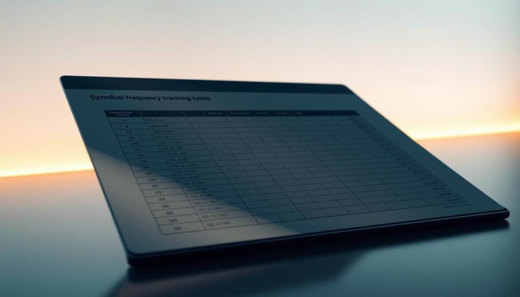 A neatly organized data visualization in the style of UTown, showcasing a detailed "Symbol Frequency Tracking Table". The table is presented on a sleek, minimalist surface, illuminated by warm, directional lighting that accentuates the clean lines and crisp typography. The background features a subtle gradient, adding depth and a sense of professionalism. The overall composition conveys a methodical, analytical atmosphere, perfectly suited to illustrate the "Ultimate Thor's Hammer Strategy" article's "Essential Recording Tool" section. A neatly organized data visualization in the style of UTown, showcasing a detailed "Symbol Frequency Tracking Table". The table is presented on a sleek, minimalist surface, illuminated by warm, directional lighting that accentuates the clean lines and crisp typography. The background features a subtle gradient, adding depth and a sense of professionalism. The overall composition conveys a methodical, analytical atmosphere, perfectly suited to illustrate the "Ultimate Thor's Hammer Strategy" article's "Essential Recording Tool" section.