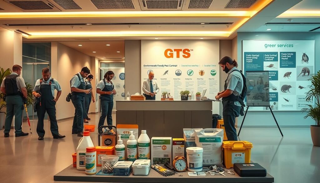 A sleek and modern office space for a professional pest control company called "iCareCPAP". The foreground features a team of technicians in crisp uniforms, preparing their equipment and supplies. The middle ground showcases a variety of environmentally-friendly pest control solutions, including natural repellents and traps. In the background, a large display board highlights the company's range of services, including termite treatment, rodent control, and bed bug eradication. Warm, indirect lighting creates a clean and inviting atmosphere, reflecting the company's commitment to quality and customer satisfaction. A sleek and modern office space for a professional pest control company called "iCareCPAP". The foreground features a team of technicians in crisp uniforms, preparing their equipment and supplies. The middle ground showcases a variety of environmentally-friendly pest control solutions, including natural repellents and traps. In the background, a large display board highlights the company's range of services, including termite treatment, rodent control, and bed bug eradication. Warm, indirect lighting creates a clean and inviting atmosphere, reflecting the company's commitment to quality and customer satisfaction.